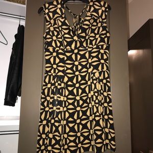 Camel and black print dress